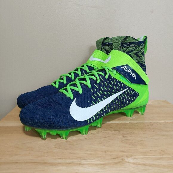 Nike Alpha Menace Elite 2 Flyknit Football Cleats Blue Green Seahawks BV2077-400 - Picture 3 of 7